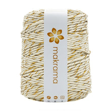 Cargar imagen en el visor de la galería, Hilaza Algodón 3mm Makrama 1kg Crudo Destellos Dorados