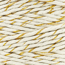 Cargar imagen en el visor de la galería, Hilaza Algodón 3mm Makrama 1kg Crudo Destellos Dorados
