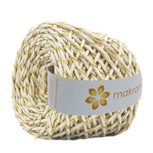 Cargar imagen en el visor de la galería, Hilaza Algodón 3mm Makrama 500gr Crudo Destellos Dorados
