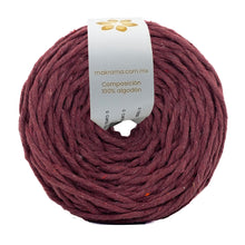 Cargar imagen en el visor de la galería, Hilaza Algodón 4mm Makrama 500gr Vino