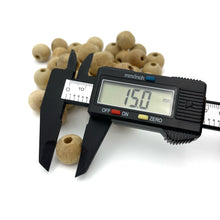 Cargar imagen en el visor de la galería, Cuentas Artesanales de Madera Makrama 15mm 50pz