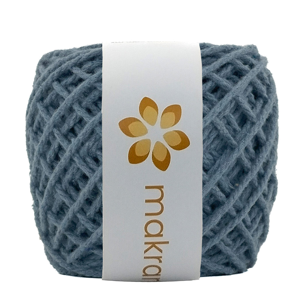 Cuerda Algodón Mini 2mm Makrama 150gr Azul Grisáceo