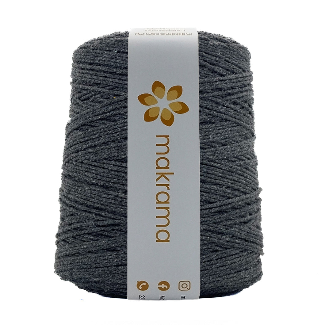 Cuerda Algodón 2mm Makrama 1kg Gris Carbón