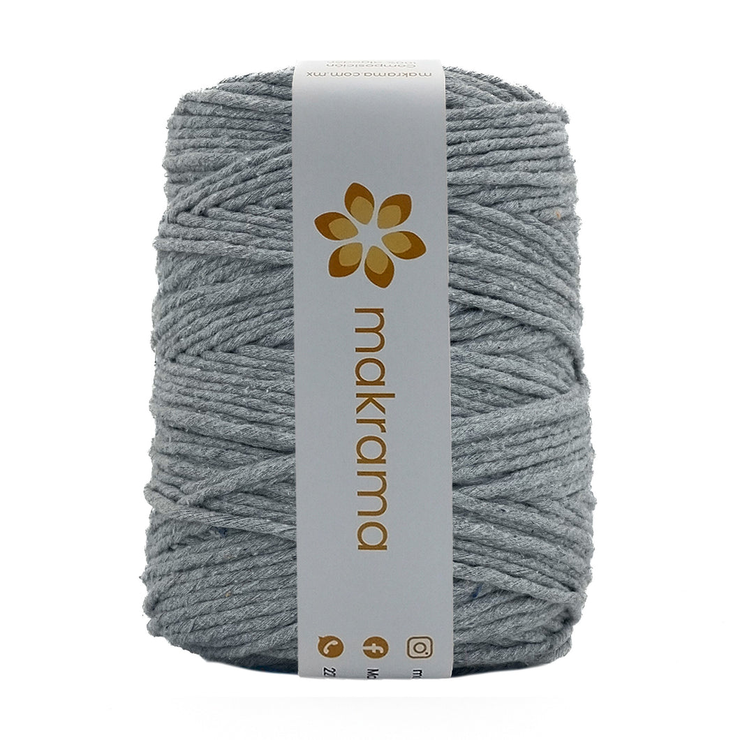 Hilaza Algodón 3mm Makrama 1kg Gris Denim