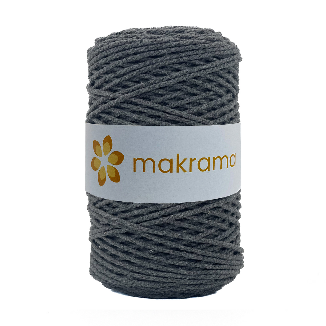 Cuerda Algodón 2mm Makrama 500gr Gris Oscuro