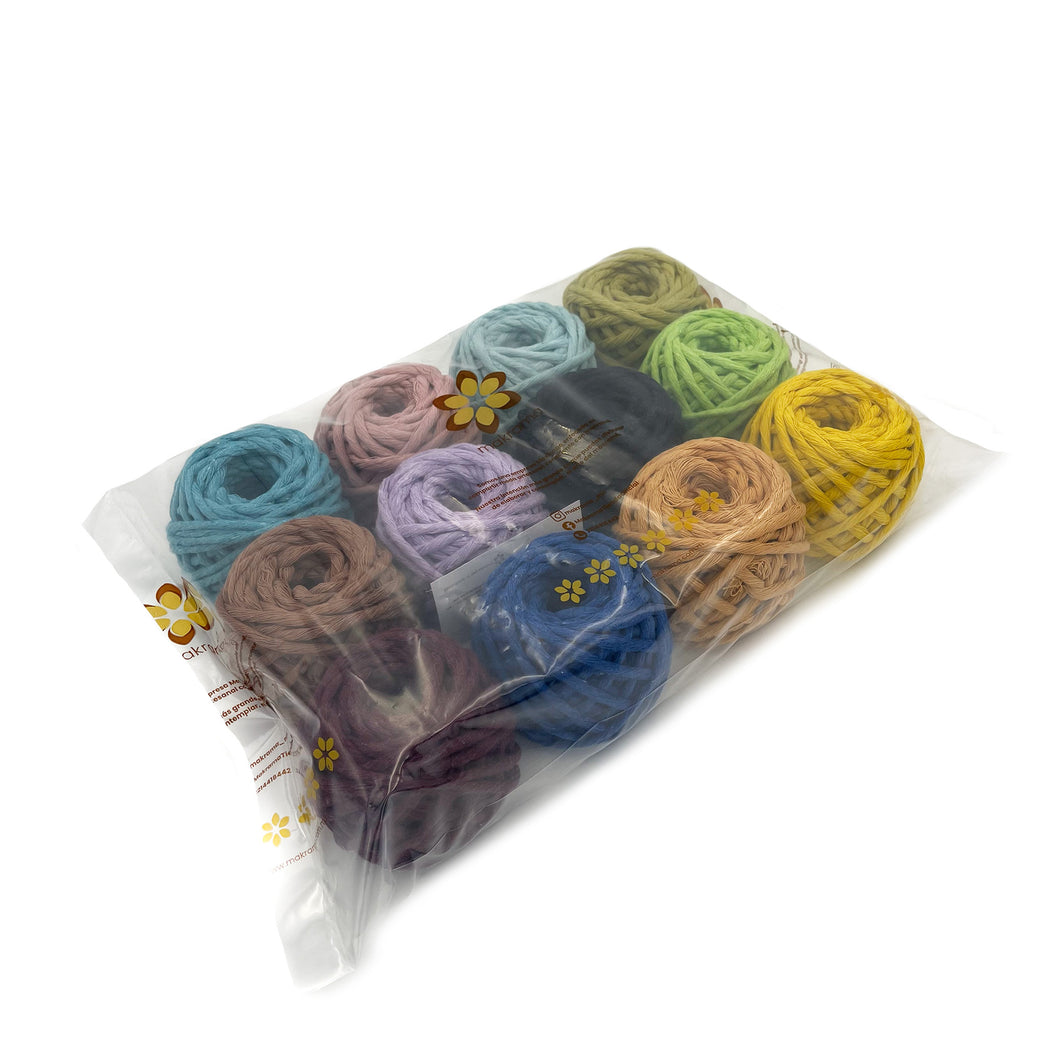 Mix Hilaza Algodón 4mm Makrama Colores Surtidos 12pz