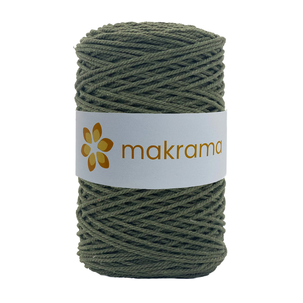Cuerda Algodón 2mm Makrama 500gr Verde Oliva