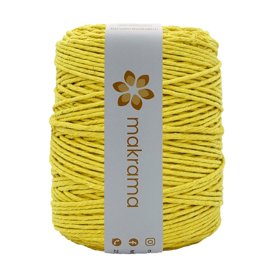 Hilaza Algodón 3mm Makrama 1kg Amarillo Canario