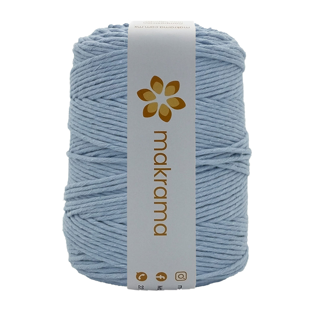 Hilaza Algodón 3mm Makrama 1kg Azul Pastel