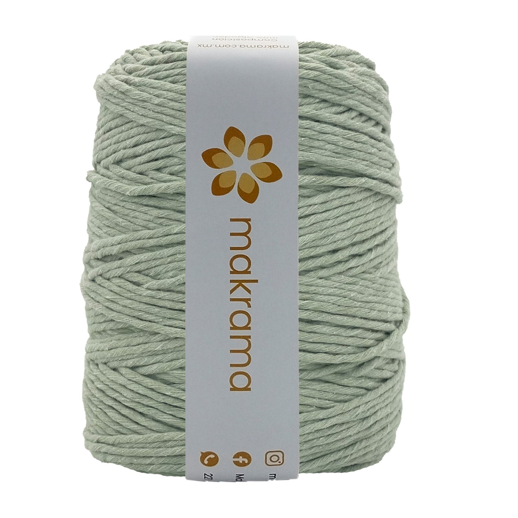 Hilaza Algodón 3mm Makrama 1kg Verde Salvia