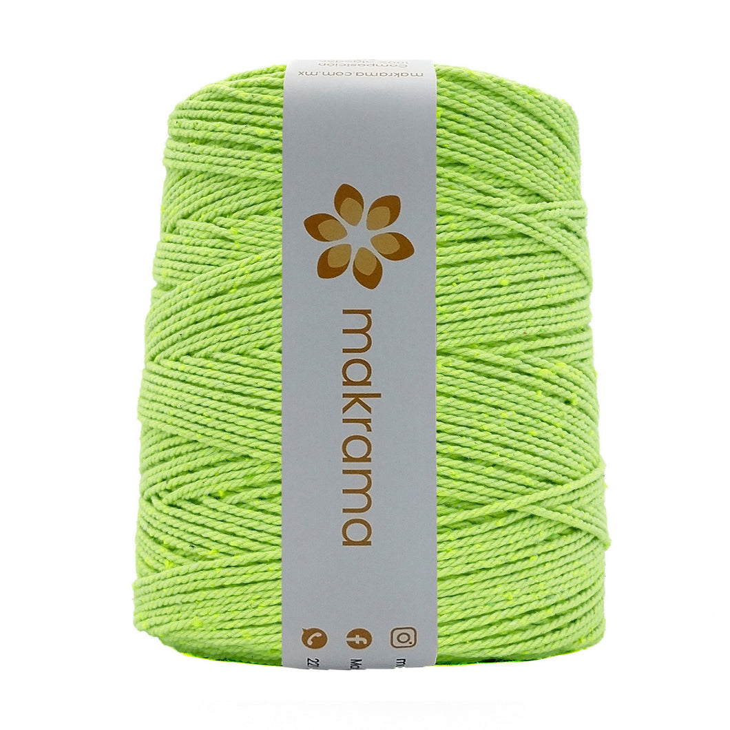 Cuerda Algodón 2mm Makrama 1kg Verde Neon